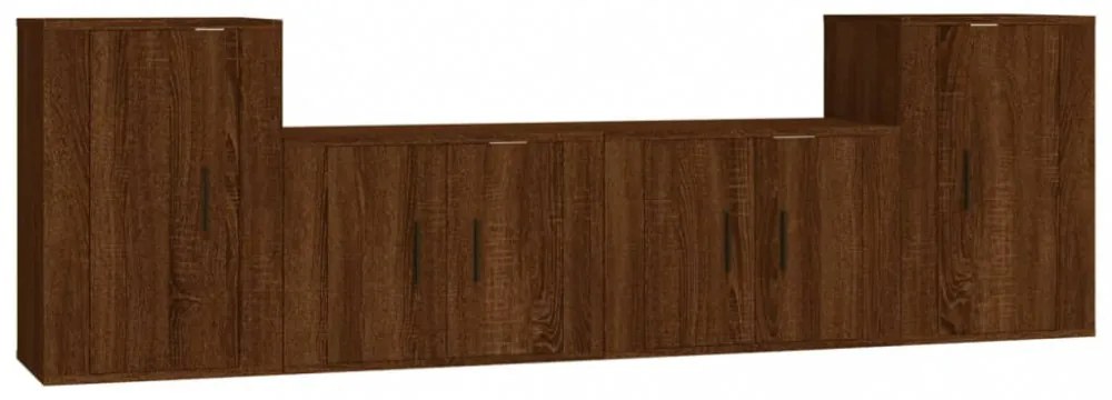 4 részes barna tölgy színű szerelt fa TV-szekrényszett