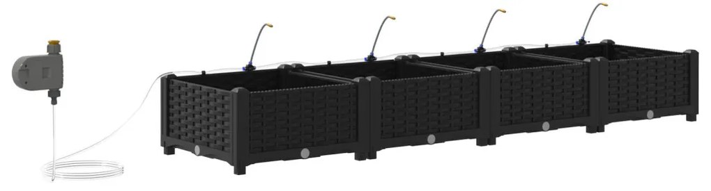 Kerti ültetők Fekete 160 x 40 x 22 cm Acél