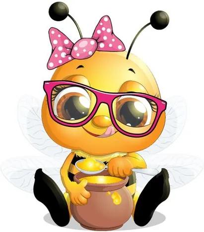 Falmatrica gyerekeknek Méhecske rózsaszín szemüveggel 10x10cm NK4559A_1HP