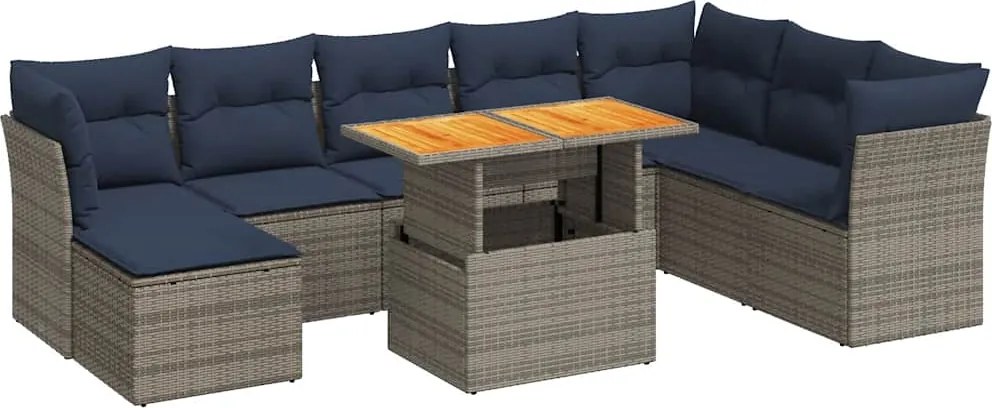 vidaXL 6 részes szürke polyrattan kerti ülőgarnitúra párnákkal