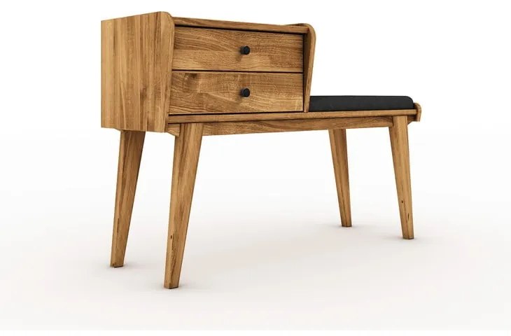 Fiókos tölgyfa pad, szürke ülőrésszel Retro - The Beds