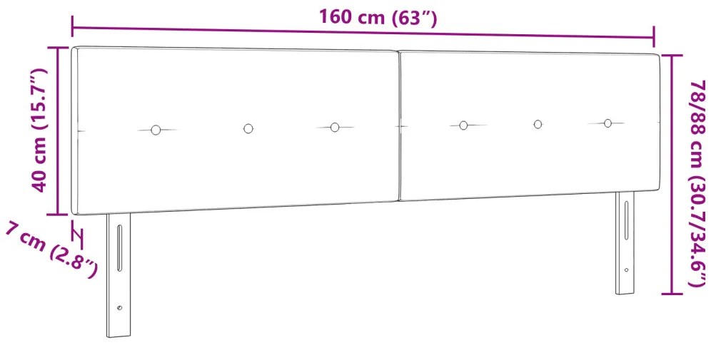 LED Fejvédő Gombos Ráncolt Sötétszürke 80 cm Bársony