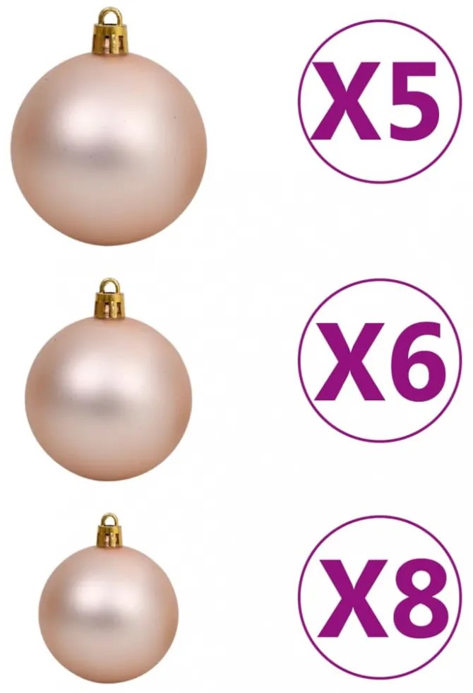 megvilágított műkarácsonyfa 230 ággal gömb szettel 120 cm