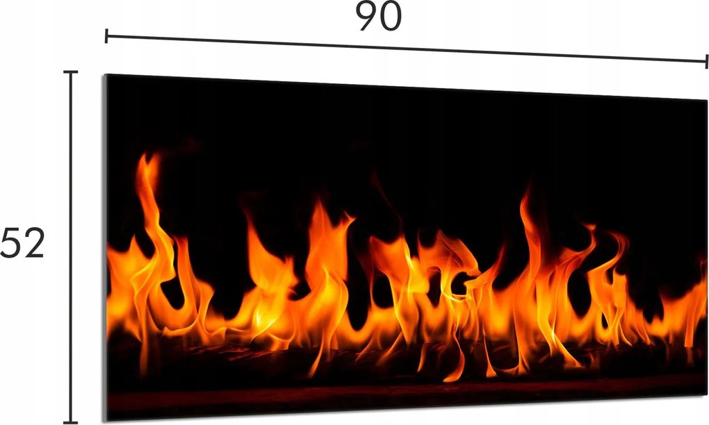 Üveg védőlap tűzhelyhez 90x52 Tűz