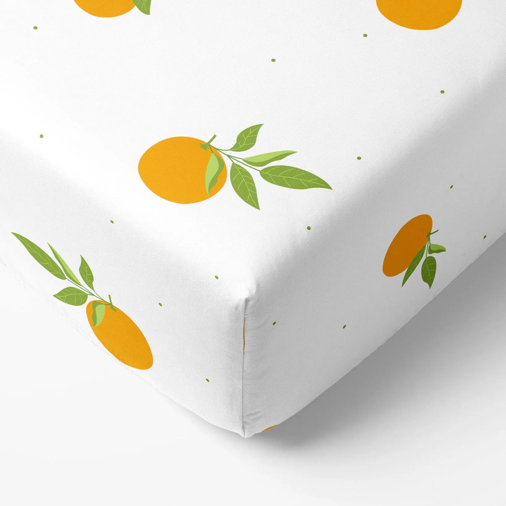 Goldea pamut körgumis lepedő - narancsok 80 x 200 cm