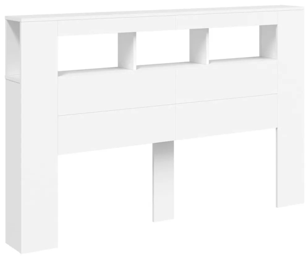 fehér szerelt fa LED-es fejtámla 160x18,5x103,5 cm