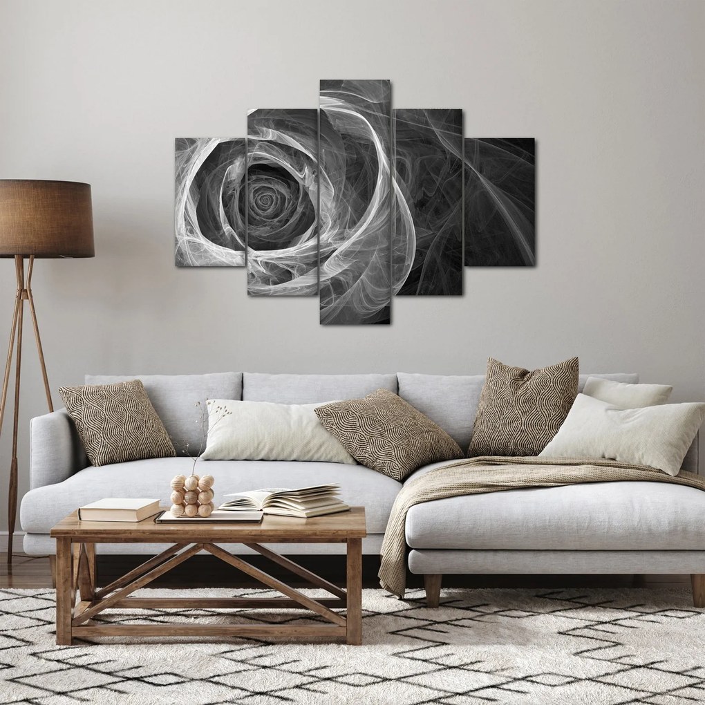Kép - Absztrakt rózsa fekete-fehér (150x105 cm)