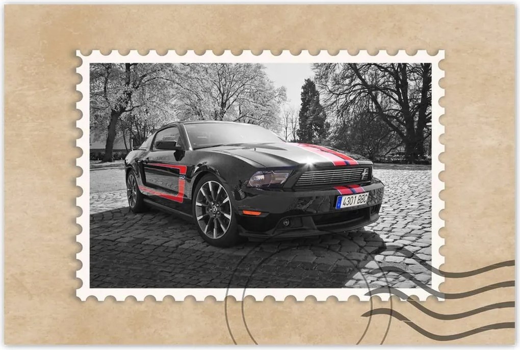 Poszter 90x60 Fekete Ford Mustang Usa