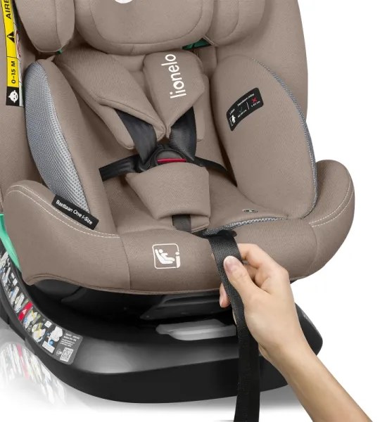 Lionelo - Forgatható autós gyerekülés alappal BASTIAAN ONE i-Size 40-150 cm bézs homok