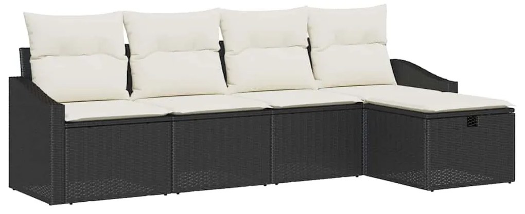 Kerti Kanapé Szett 5 pcs Fekete 233 x 117 x 85 cm Poli rattan