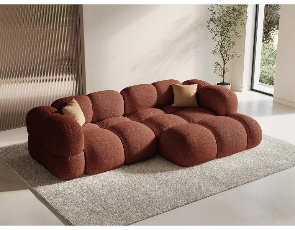 Téglavörös sarokkanapé (jobb oldali-heverő résszel) Loretto – Cosmopolitan Design