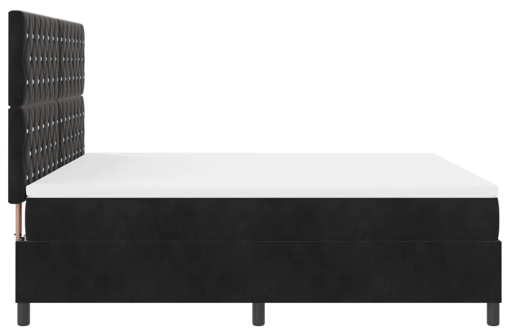 Boxspring Ágy Mattal Fekete Szuper King Bársony