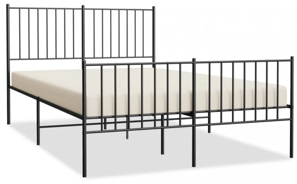 fekete fém ágykeret fej- és lábtámlával 120 x 200 cm