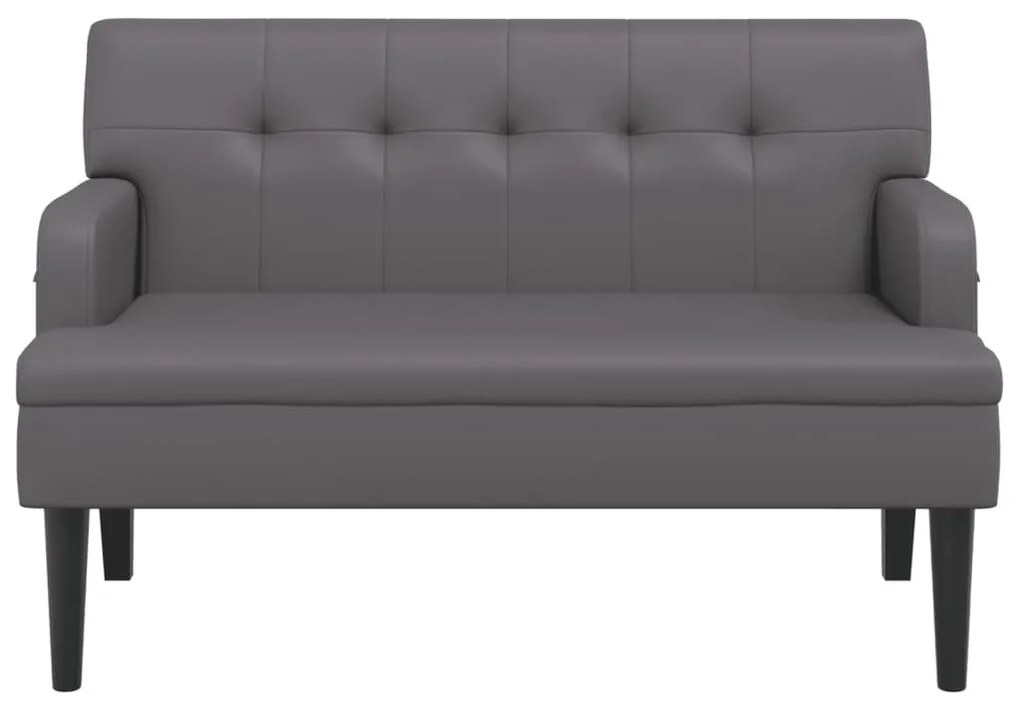 szürke műbőr pad háttámlával 112x65,5x75 cm