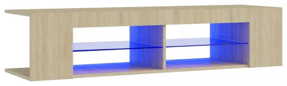 sonoma tölgy színű TV-szekrény LED-lámpákkal 135 x 39 x 30 cm