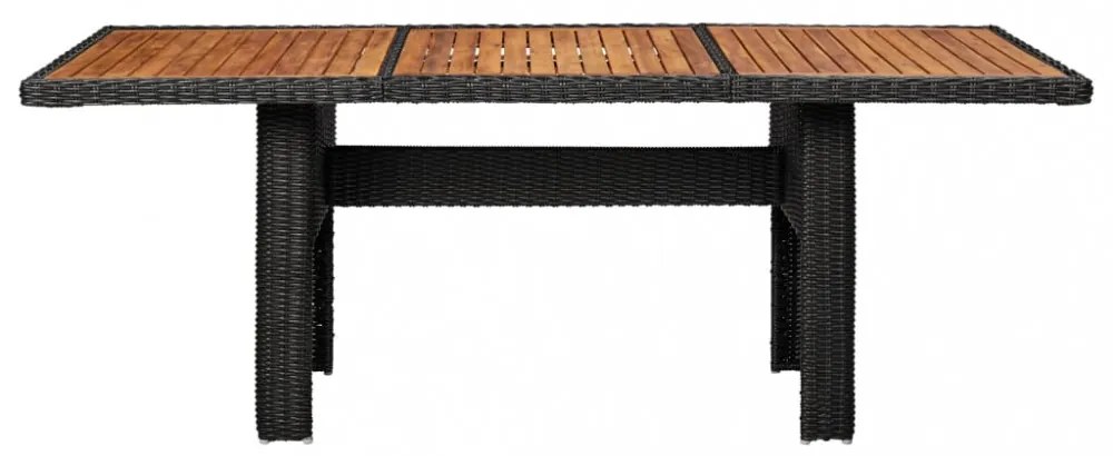 fekete polyrattan kerti étkezőasztal 200 x 100 x 74 cm