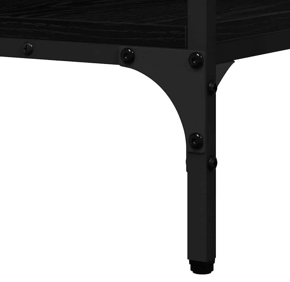 Konzolasztal polcokkal Musta tammi 100 x 32 x 75 cm Faanyag