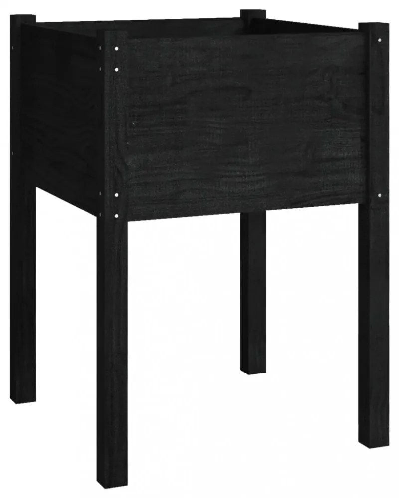 2 db fekete tömör fenyőfa kerti virágtartó 50 x 50 x 70 cm