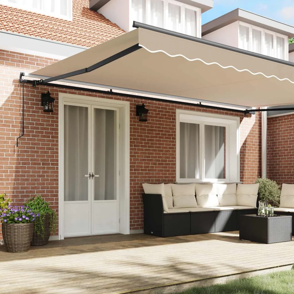 Behúzható napellenző Bézs 500 × 350 cm Poliészter és acél