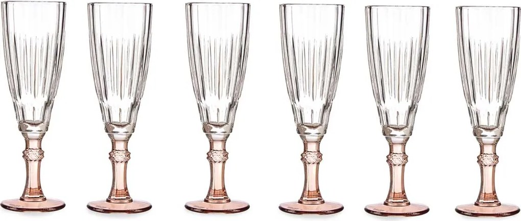 Pezsgős Poharak üveg pohár szett 6 db 170 ml bézs láb