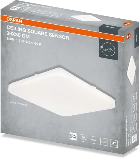 Osram - CEILING SQUARE LED mennyezeti lámpatest, 36 W, 230 V, 4000 K, 38x38 cm, fehér