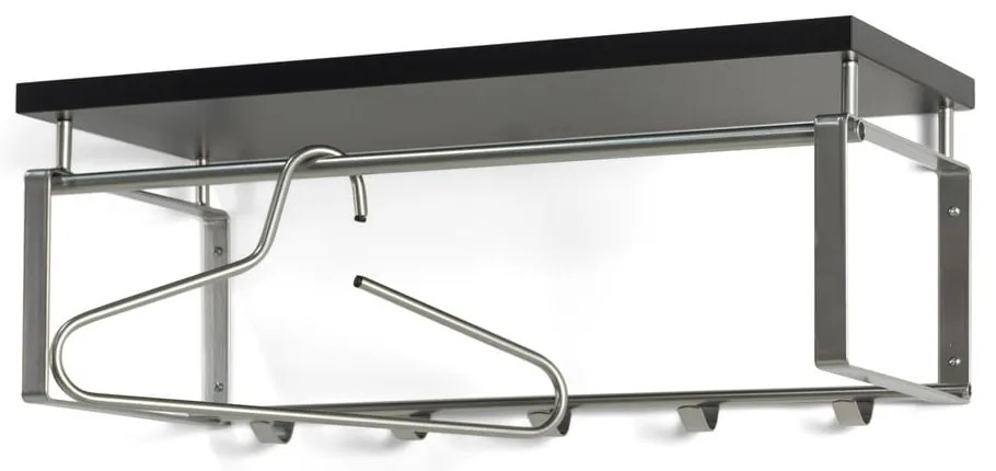 Fekete-ezüstszínű fém fali fogas polccal 70 cm Rex – Spinder Design