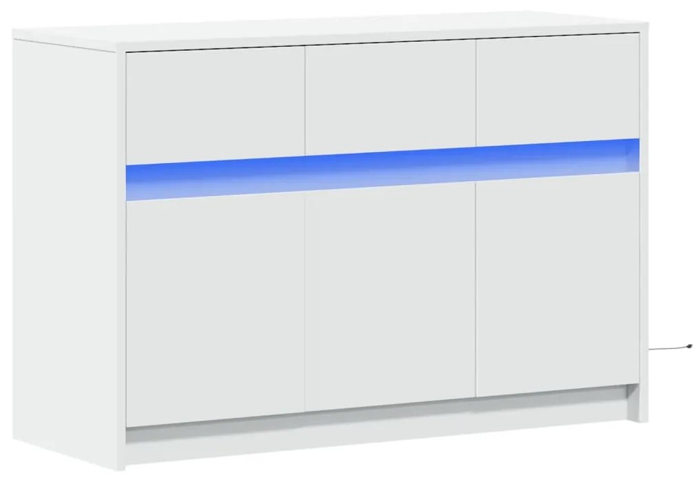 fehér szerelt fa TV-szekrény LED-ekkel 91 x 34 x 61 cm