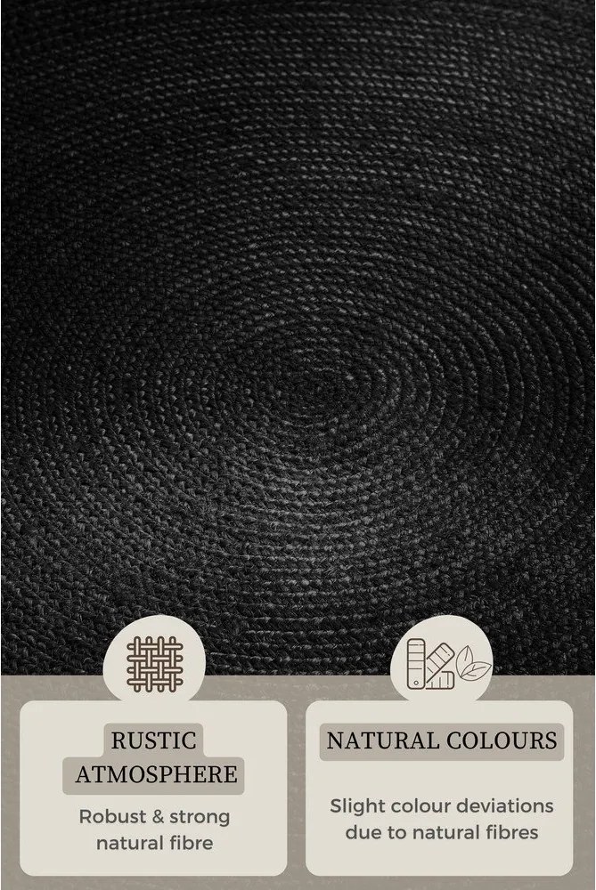 Fekete kétoldalas-kézi szövésű juta kerek szőnyeg ø 140 cm Braided – Hanse Home