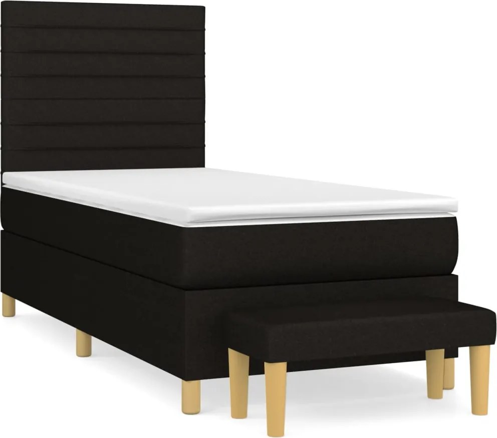 vidaXL fekete szövet rugós ágy matraccal 90x190 cm