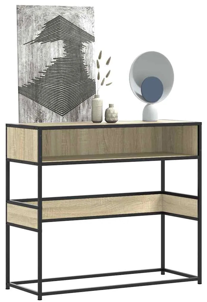 sonoma tölgy színű szerelt fa tálalóasztal 90x35x80 cm