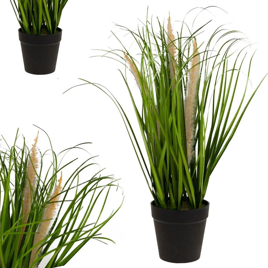 Pampas fű cserépben, Mesterséges Dekorációs Fejka Sűrű Zöld 40CM