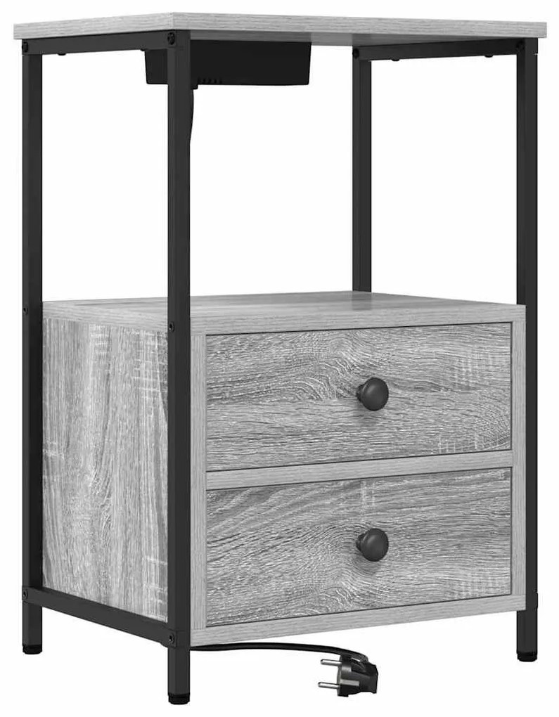 Éjjeliszekrény 2 pcs Szürke Sonoma 40 x 31 x 60 cm Faanyag