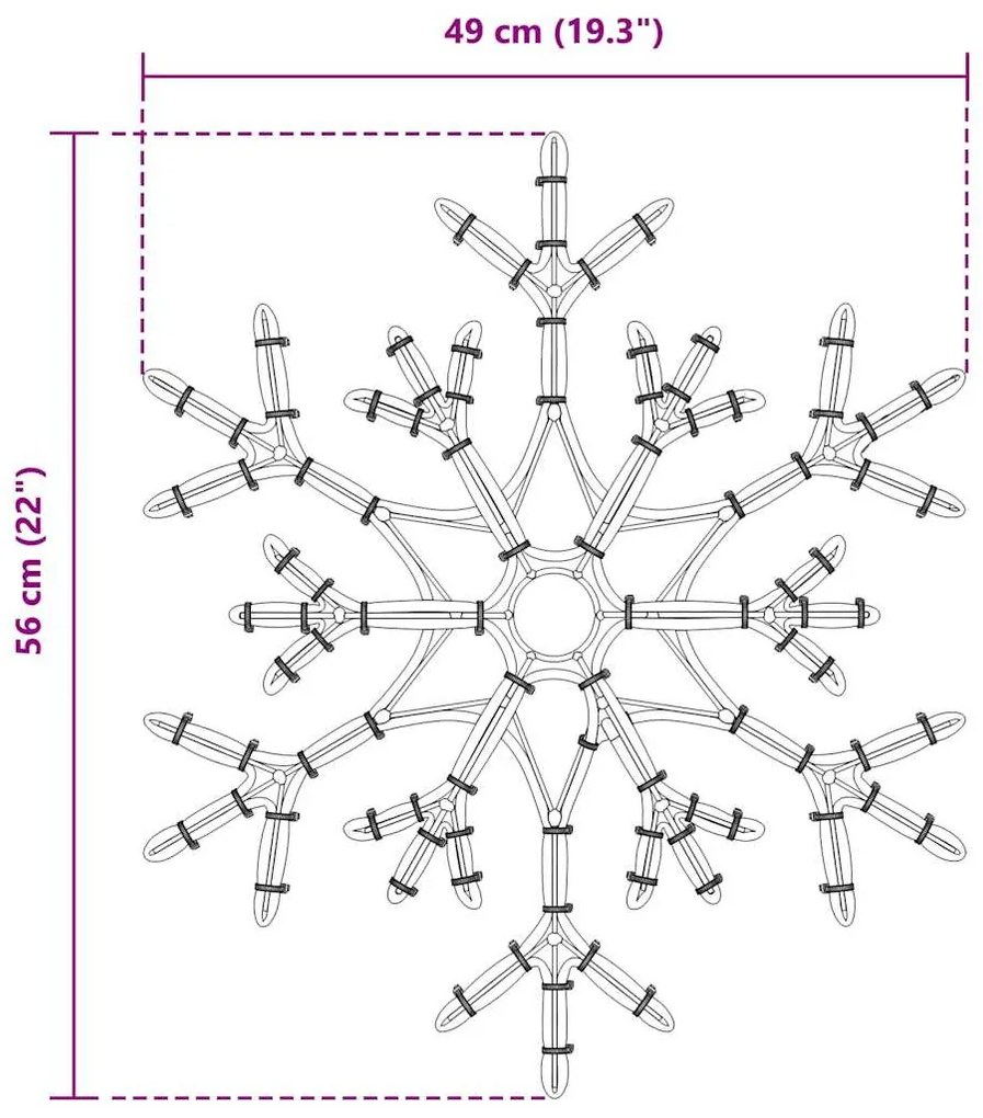 Karácsonyi Hópehely Meleg fehér 56 x 49 x 0.7 cm PVC