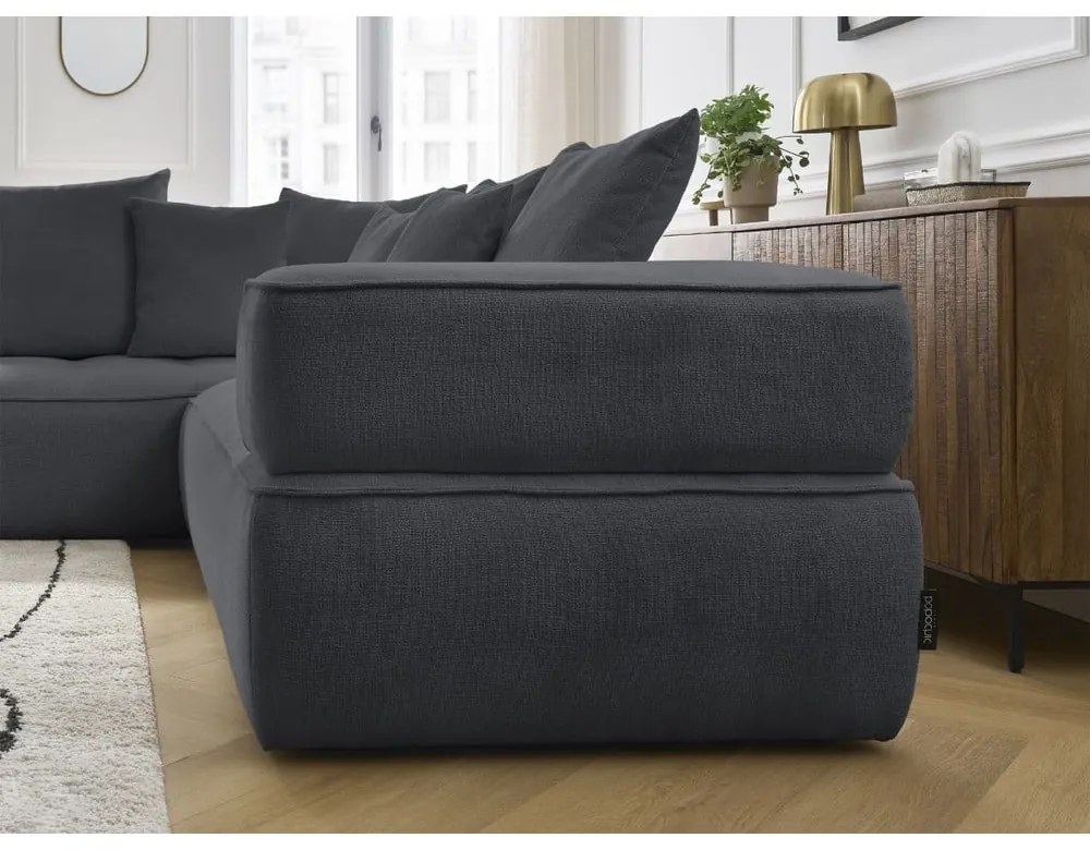 Sötétszürke zsenília sarokkanapé (bal oldali-L alakú) Whesley – Bobochic Paris