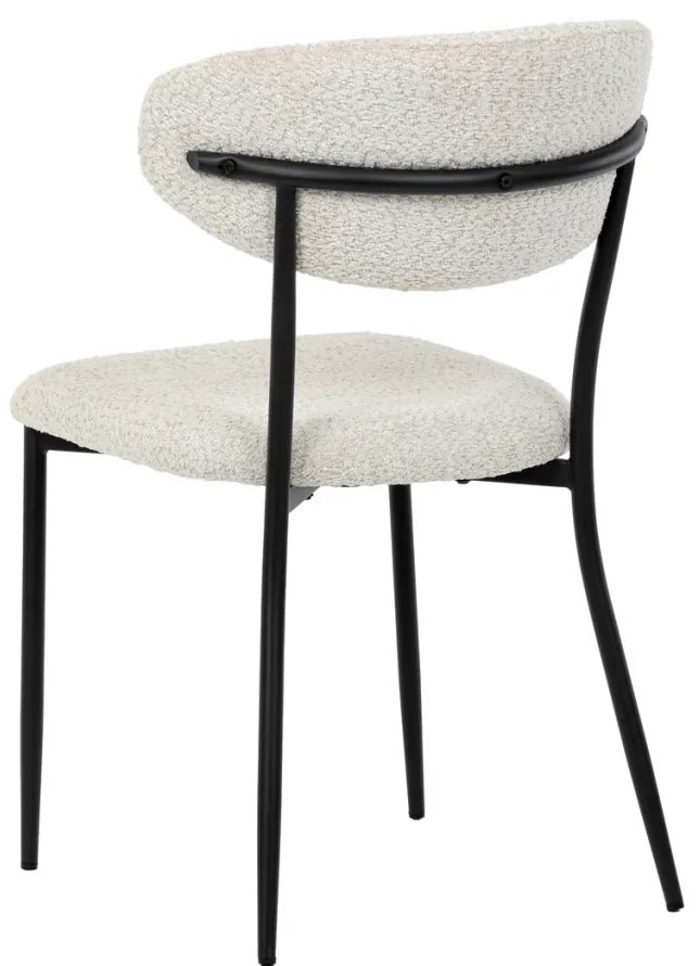 Scaun de sufragerie, material crem, picioare metalice negre