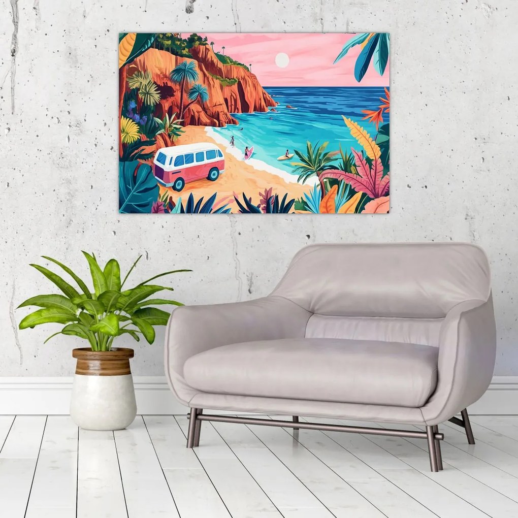 Kép - Lakóautó az óceánnál (90x60 cm)