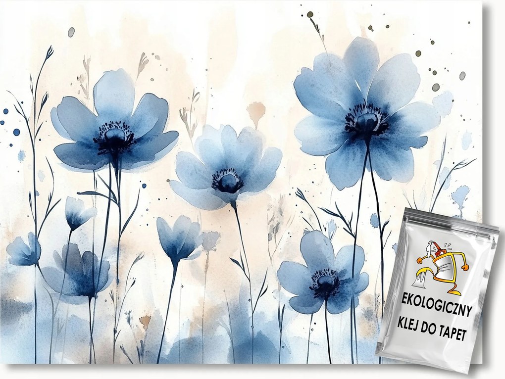 Fotótapéta Flizelina Akvarell Természet Növény Kék Virágok 368x254 ragasztó