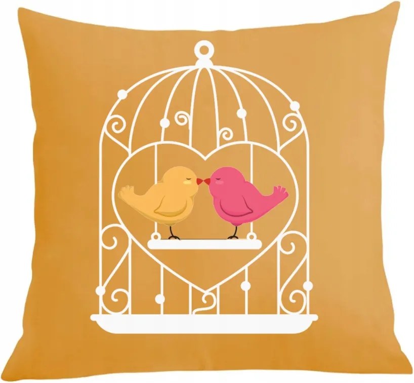 Valentin napi párna párnahuzat Madárkák a ketrecben