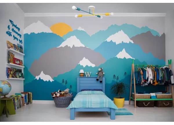 Felületre szerelhető csillár CAMBRIDGE 4xE27/20W/230V kék/sárga