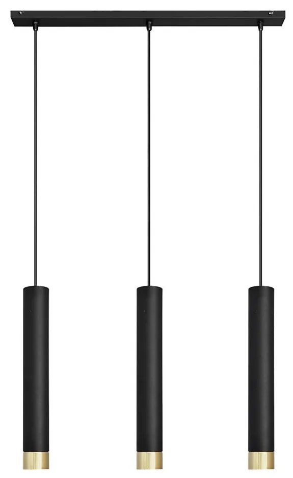 LED Csillár zsinóron TUBA 3xGU10/4,8W/230V fekete/arany