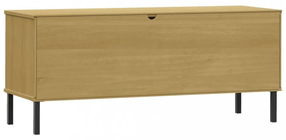 OSLO barna tömör fa cipőszekrény fém lábakkal 106 x 35 x 45 cm