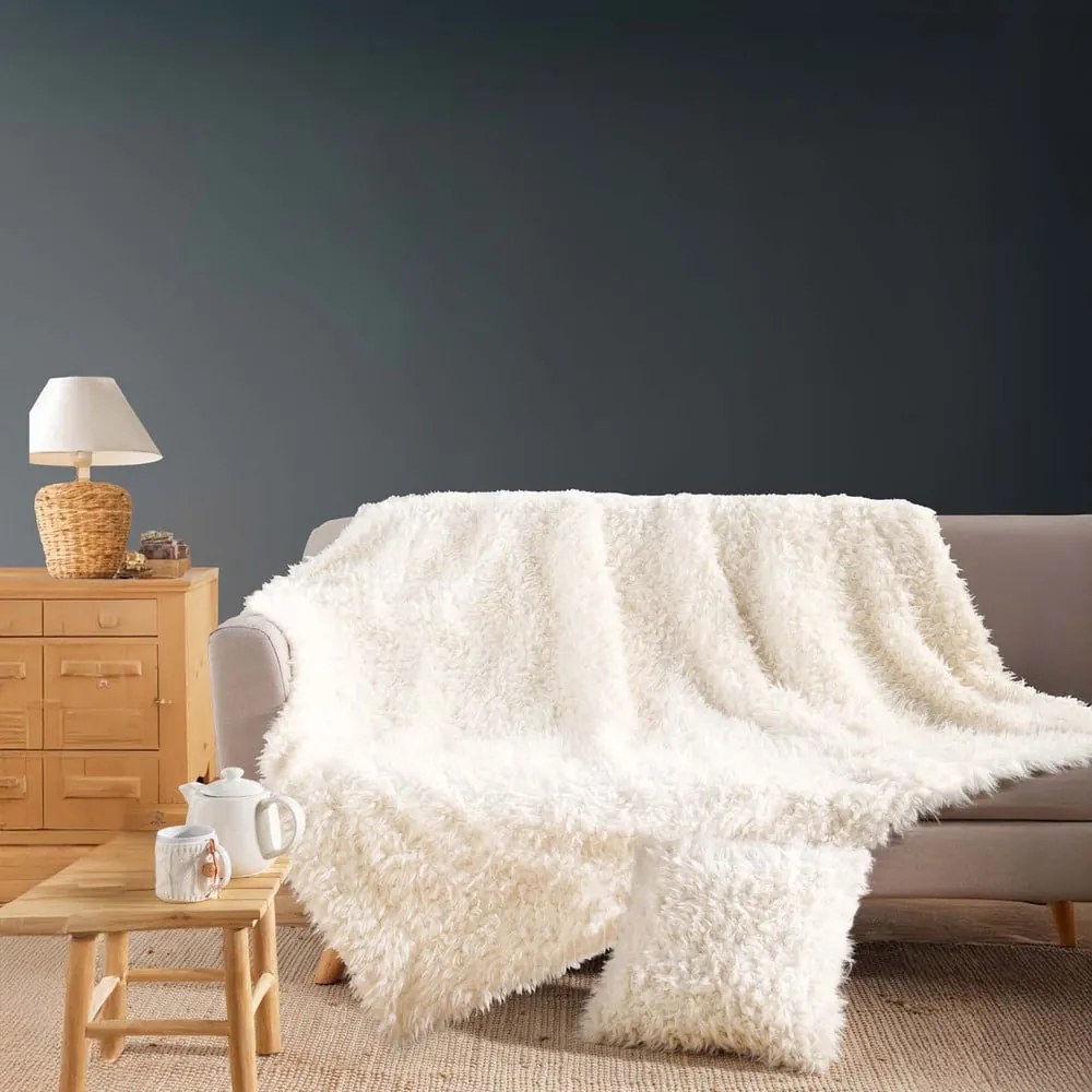 Krémszínű műszőrme takaró 220x240 cm Mouton – douceur d'intérieur