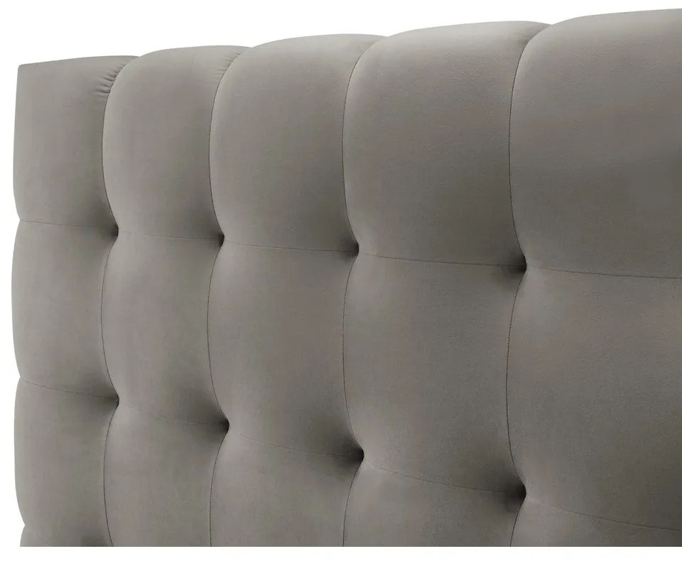 Világosszürke kárpitozott franciaágy tárolóhellyel, ágyráccsal 200x200 cm Bali – Cosmopolitan Design