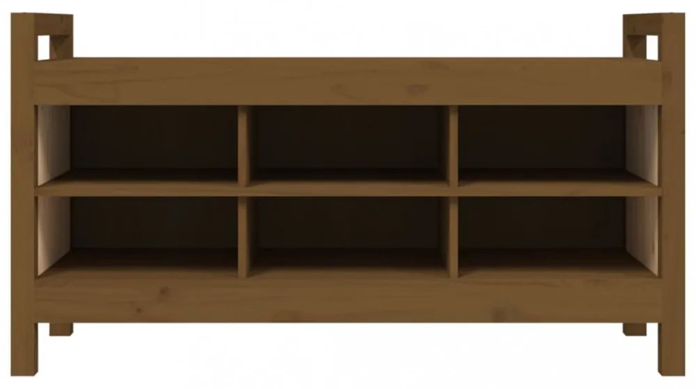 mézbarna tömör fenyőfa előszoba pad 110 x 40 x 60 cm
