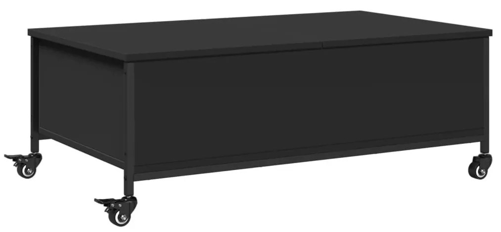 Fekete szerelt fa dohányzóasztal kerekekkel 91 x 55 x 34 cm