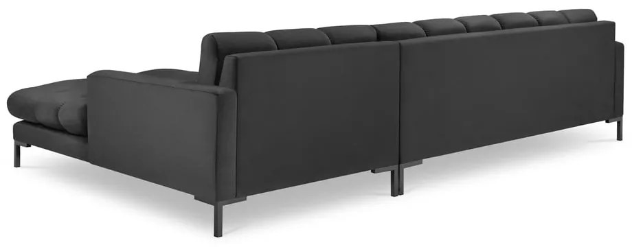 Bali sötétszürke bársony sarokkanapé, jobb oldali - Cosmopolitan Design