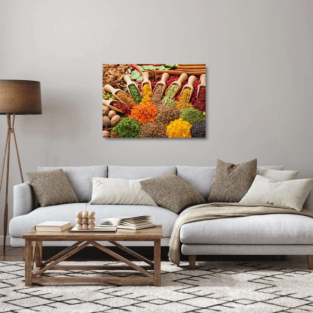 Üveg kép - Fűszerek a világ minden tájáról (70x50 cm)