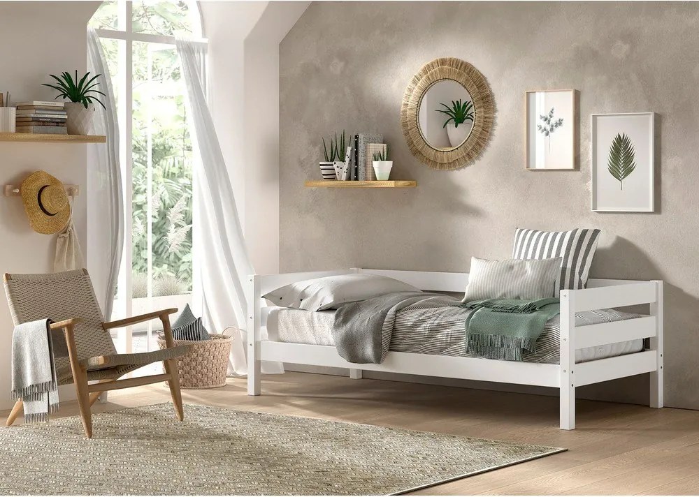 Fehér borovi fenyő gyerekágy kihúzható pótággyal ágyráccsal 90x200 cm Margrit – Vipack