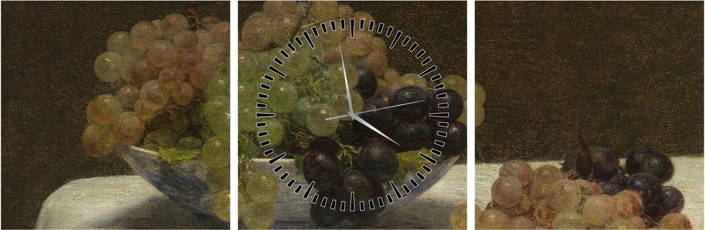 Kép - Henri Fantin-Latour, Still Life with Grapes and a Carnation, reprodukciók (órával) (90x30 cm)