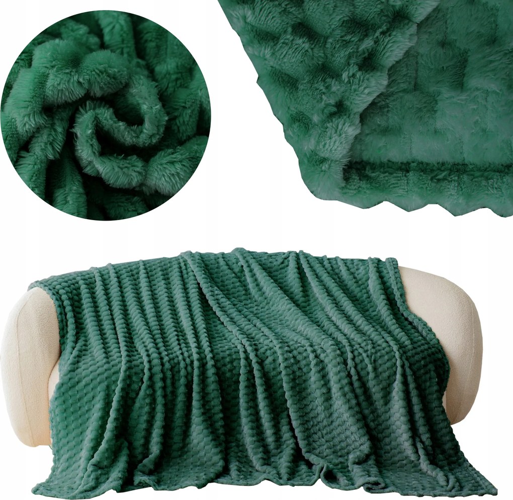 Takaró 160x200 Mikroszálas Dombornyomott Ágytakaró Puha Meleg Zöld